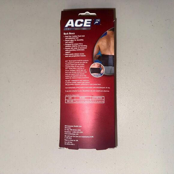 ACE Back Brace Lumbar Abdominal Belt TekZone Antimicrobial Comfortable Elastic - Picture 2 of 6